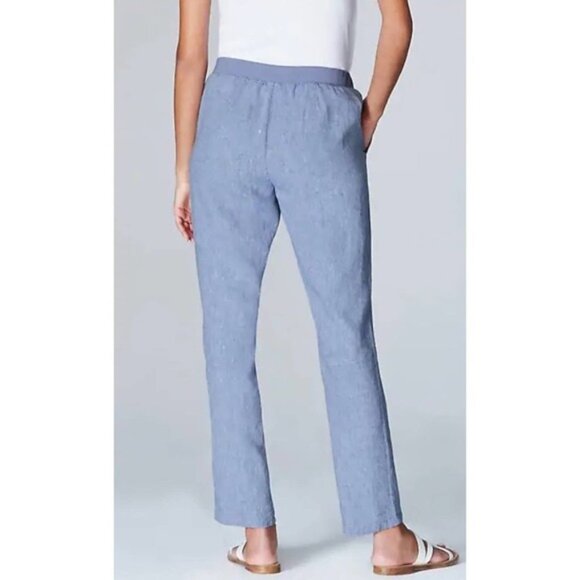 J. Jill Love Linen Blue Chambray Ankle Pants - Picture 3 of 5